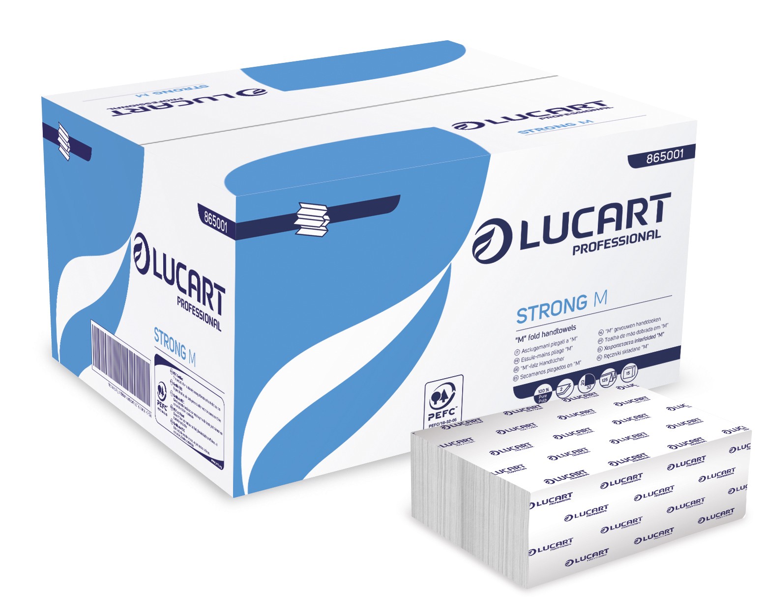 Prosoape de maini din hartie pliate in m albe - strong m lucart